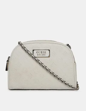 GUESS Women Ivory Logo Love Top Zip Crossbody Bag