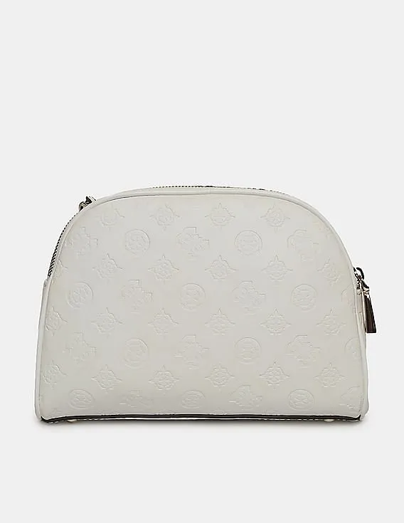 GUESS Women Ivory Logo Love Top Zip Crossbody Bag