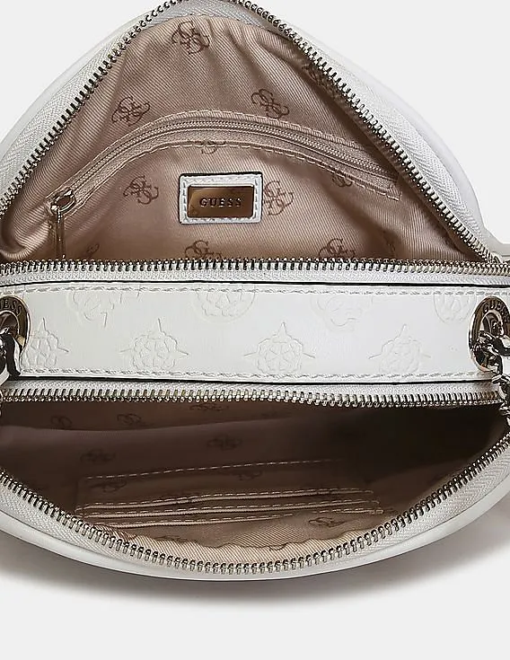 GUESS Women Ivory Logo Love Top Zip Crossbody Bag