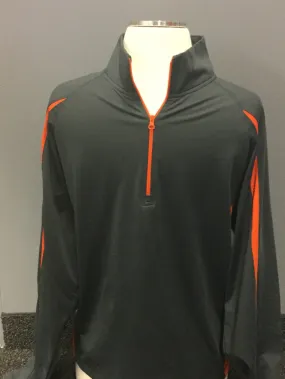 HALF ZIP COLORBLOCK PULLOVER GRAY/ORANGE