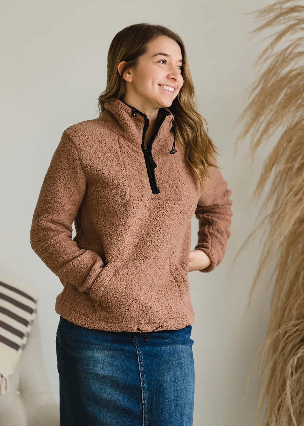 Half Zip Sherpa Sweater - FINAL SALE