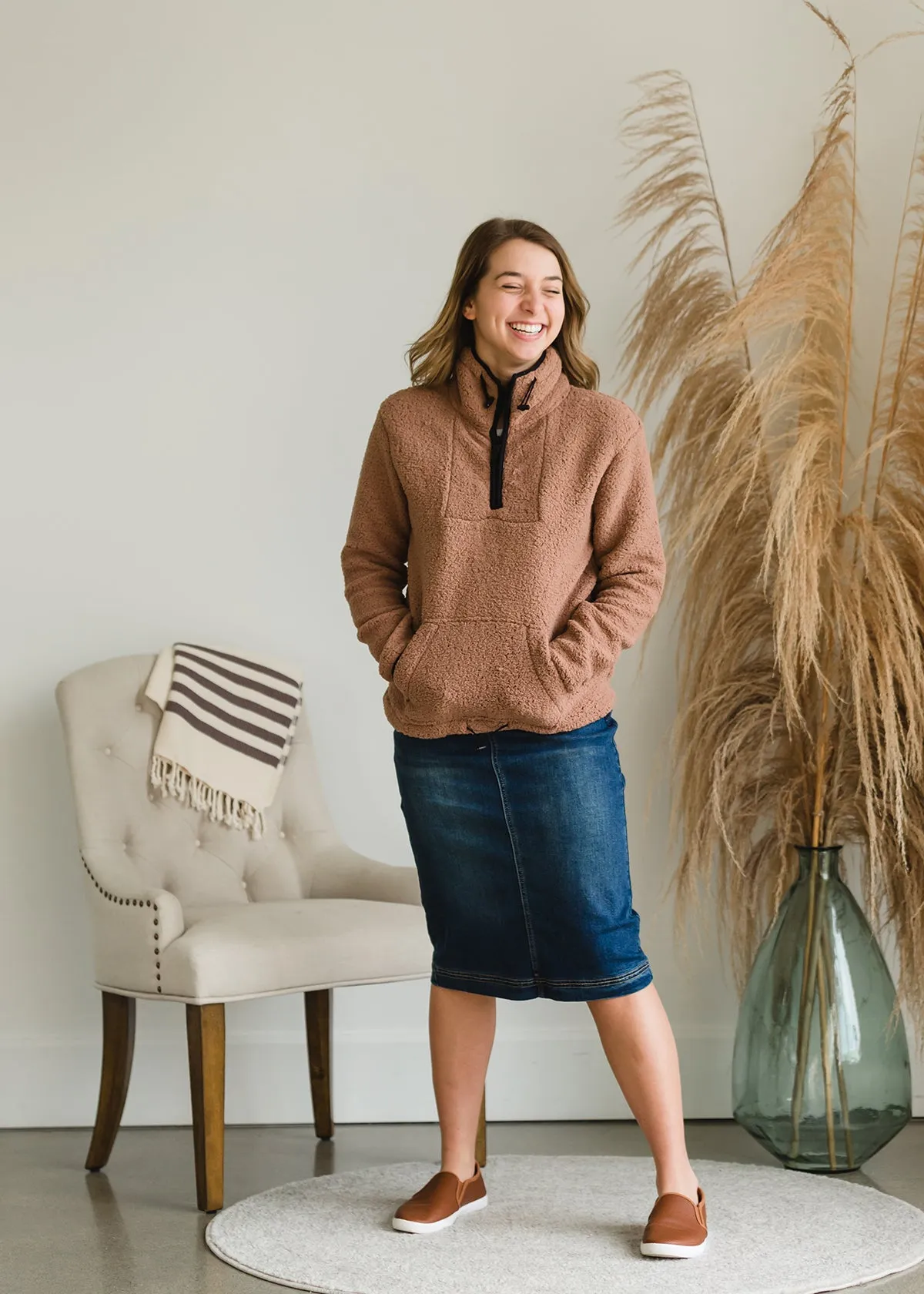 Half Zip Sherpa Sweater - FINAL SALE