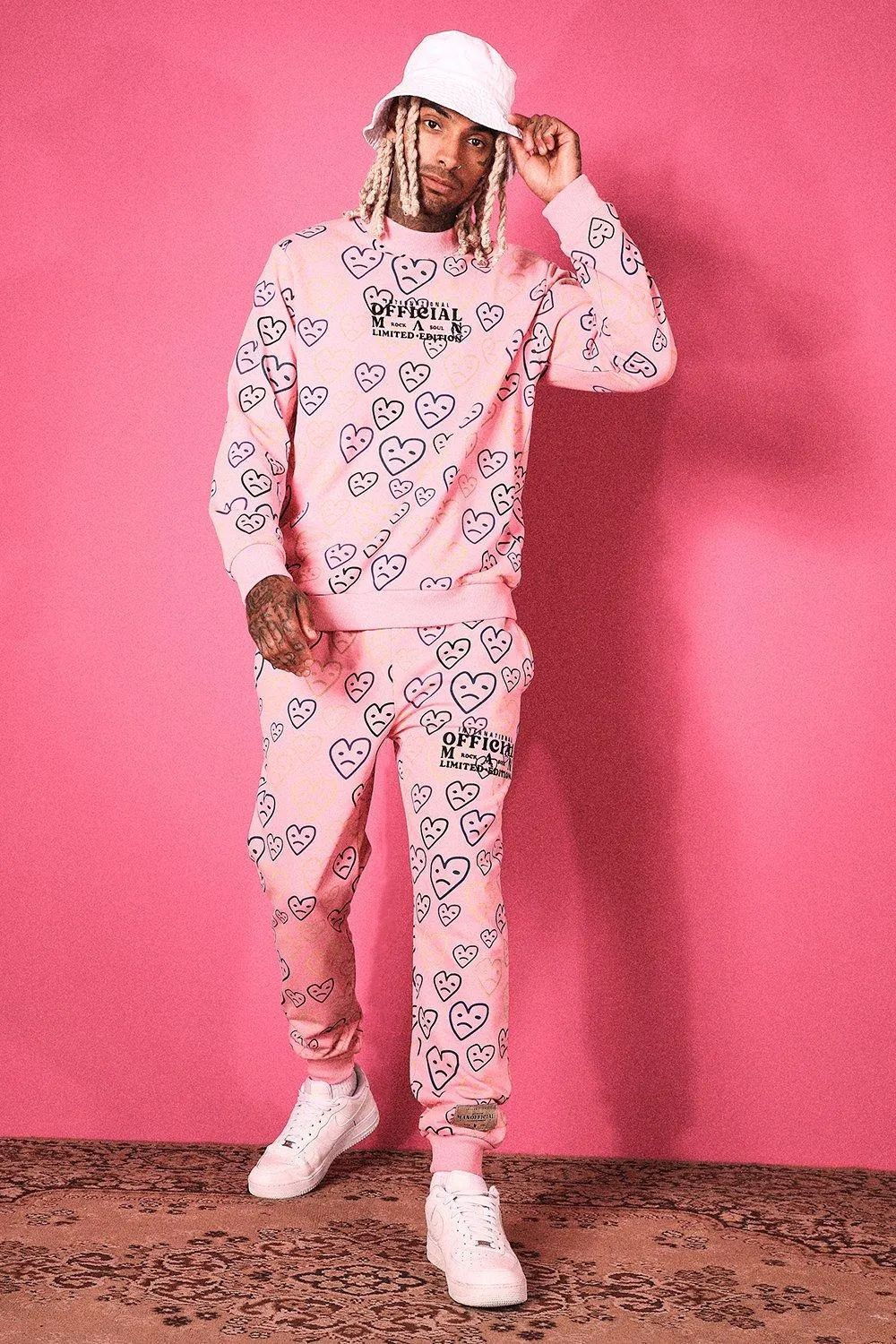 Heart Print Sweater Tracksuit