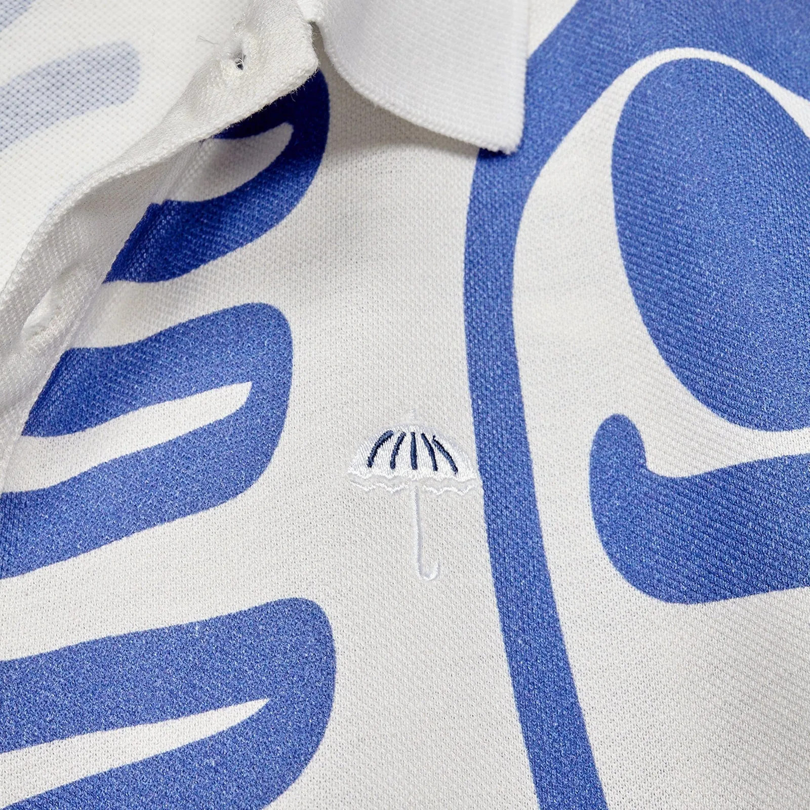 Helas Abstract Pique Polo Shirt White/Blue