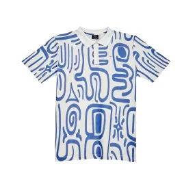 Helas Abstract Pique Polo Shirt White/Blue