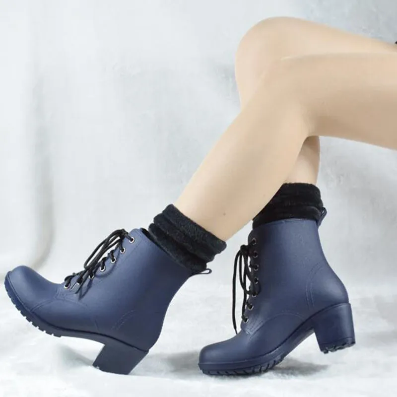 High-heeled Martin Rain Boots