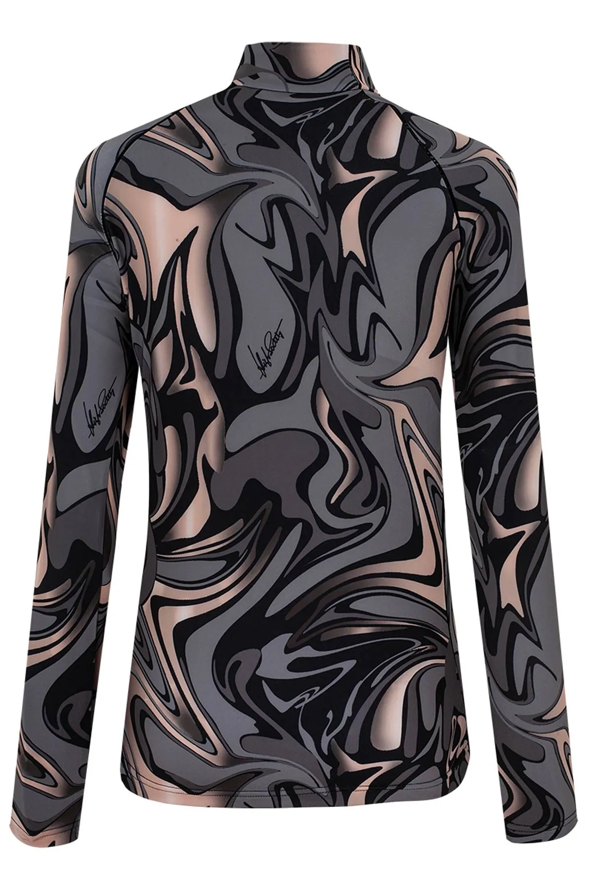 High Society Judy Half Zip Base Layer in Black Mirage Pattern