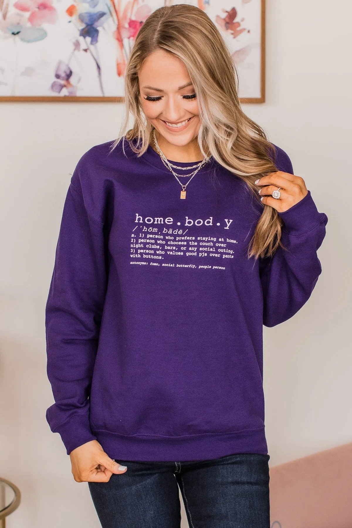 Homebody Crew Neck Pullover- Violet