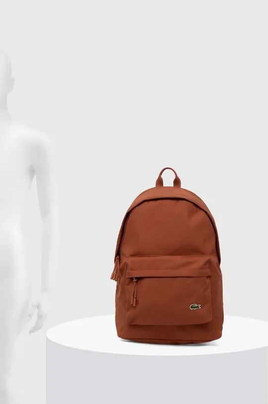 Lacoste backpack brown color smooth NU4592NE