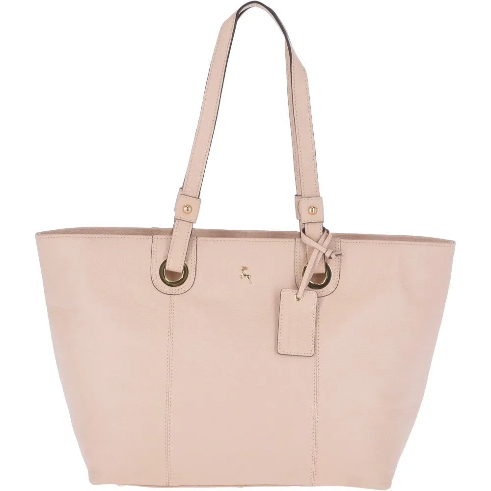 Large  Leather Tote Bag Panna Cotta Cream : 60252