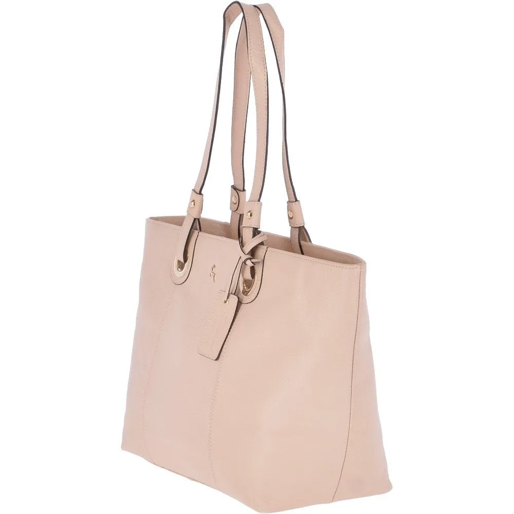 Large  Leather Tote Bag Panna Cotta Cream : 60252