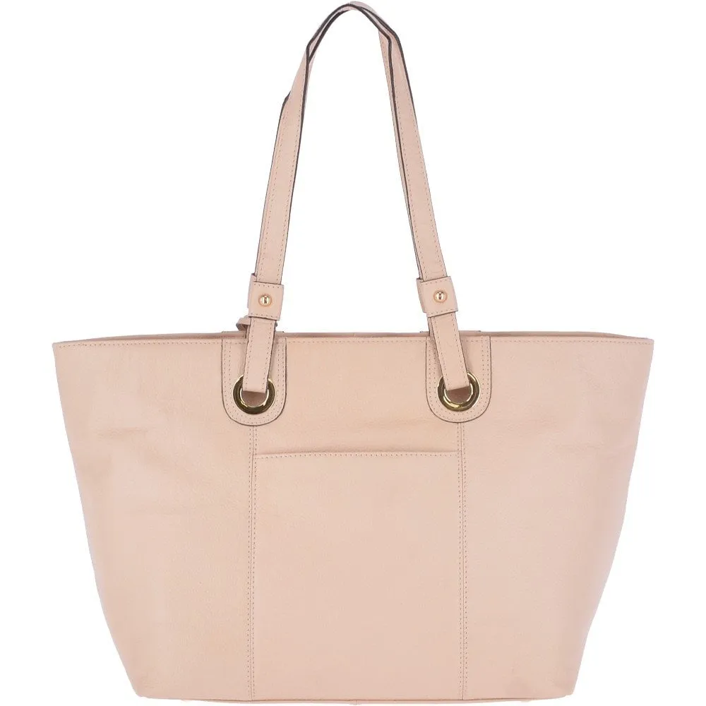 Large  Leather Tote Bag Panna Cotta Cream : 60252