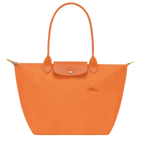 Le Pliage Green L Tote bag Orange - Recycled canvas