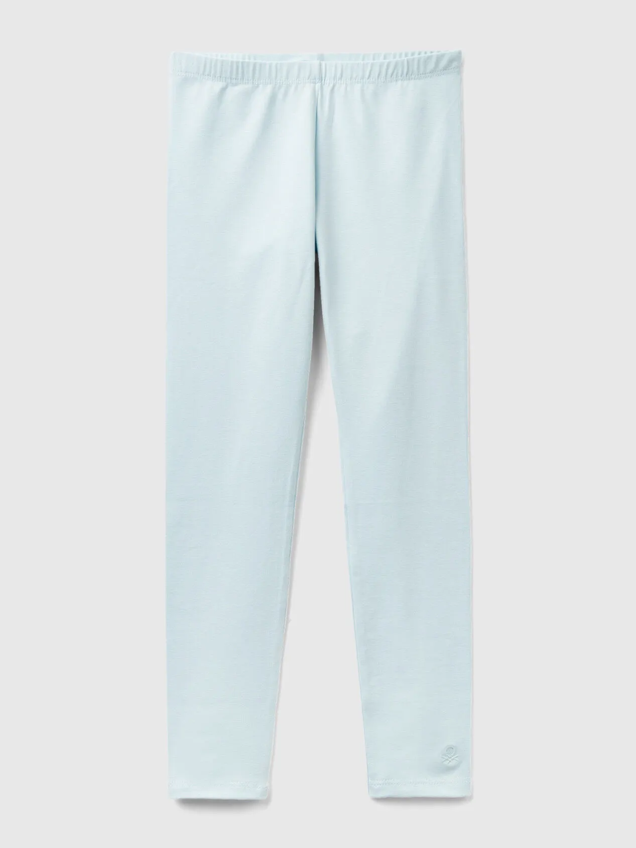 Leggings in stretch cotton with logo - Aqua | Benetton