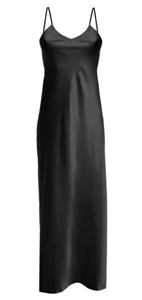 Long black satin nightgown Iga