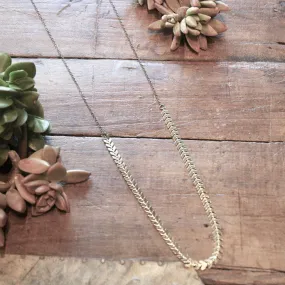 Long Delicate Fishbone Chain Necklace