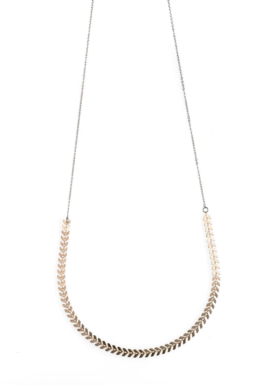 Long Delicate Fishbone Chain Necklace