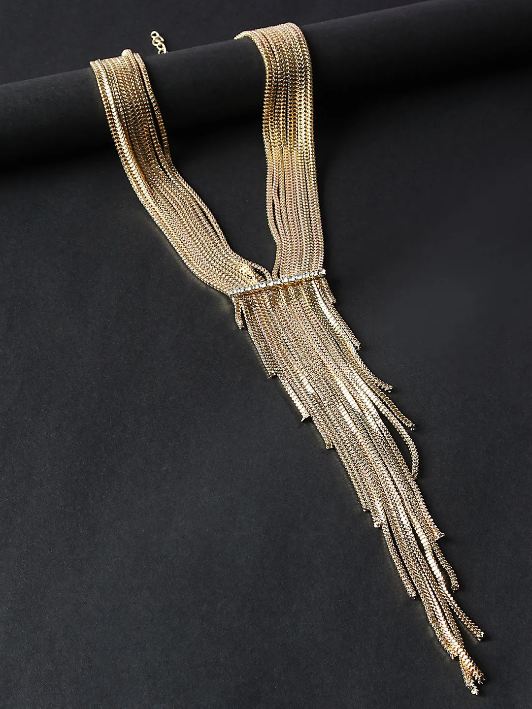 Long Studded Fringe Necklace