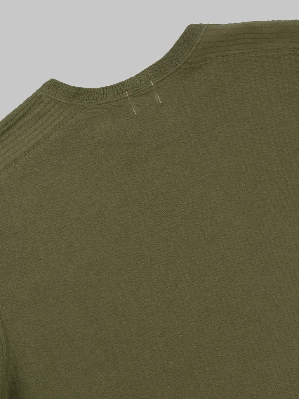 Loop & Weft Double Face Jacquard Henley Thermal Army Olive