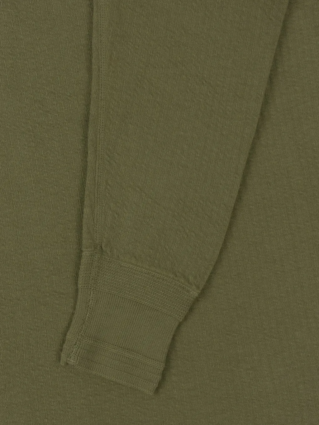 Loop & Weft Double Face Jacquard Henley Thermal Army Olive