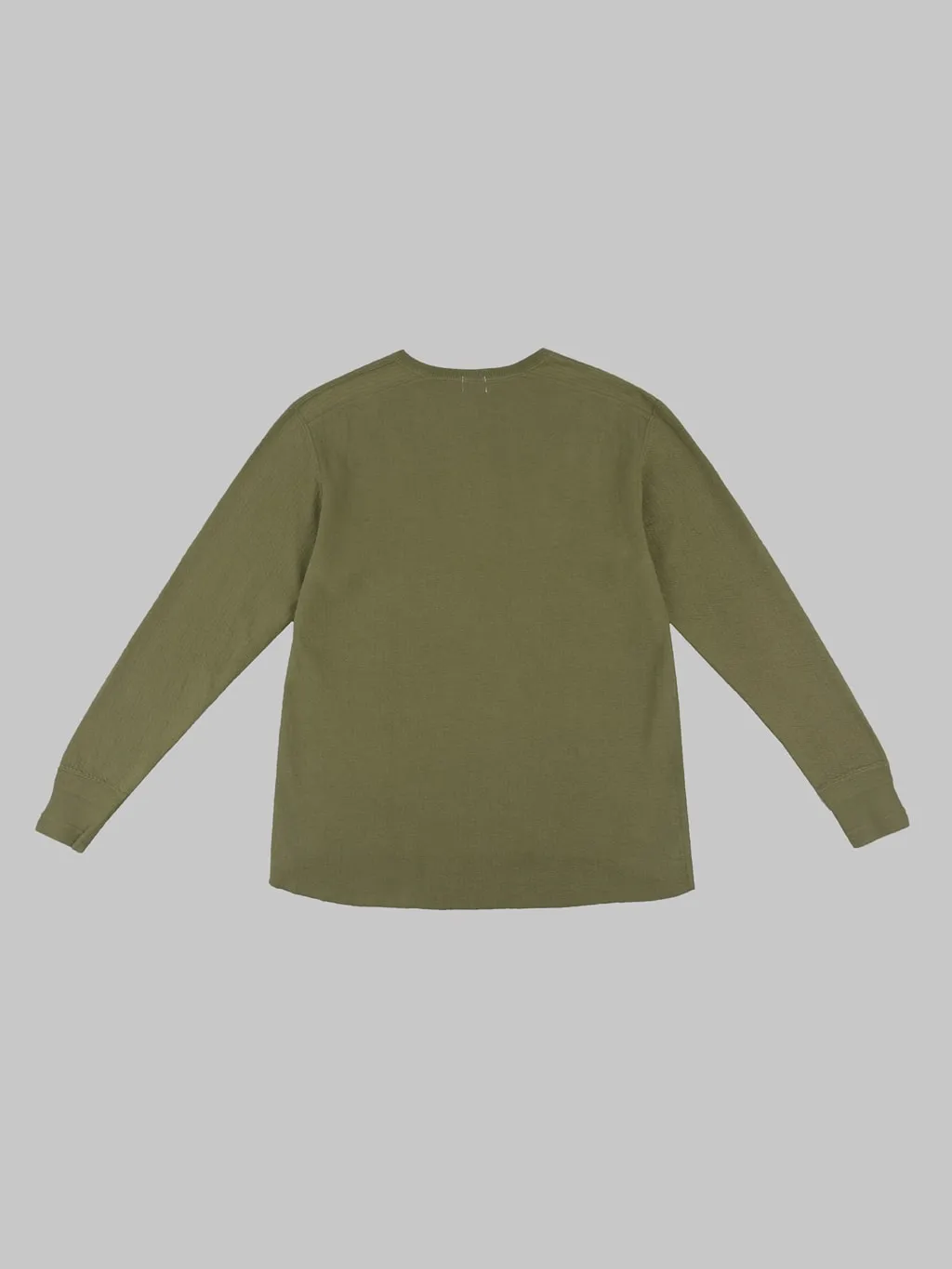 Loop & Weft Double Face Jacquard Henley Thermal Army Olive