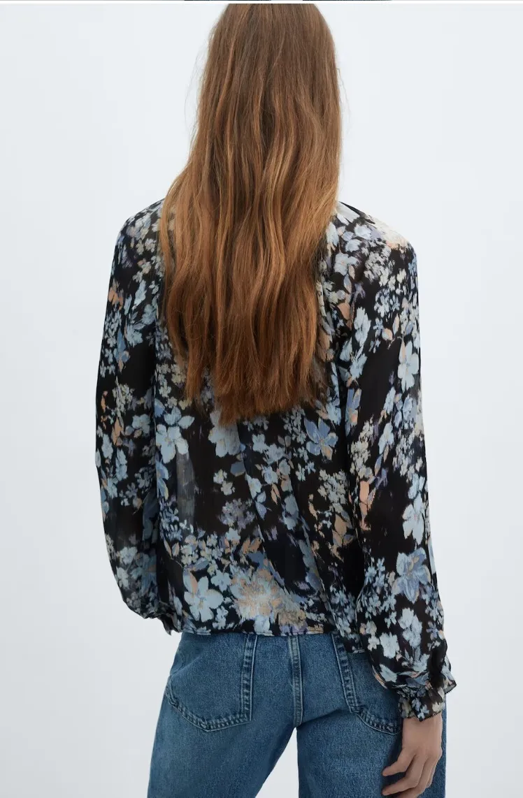 MANGO  |Floral-print flowy blouse