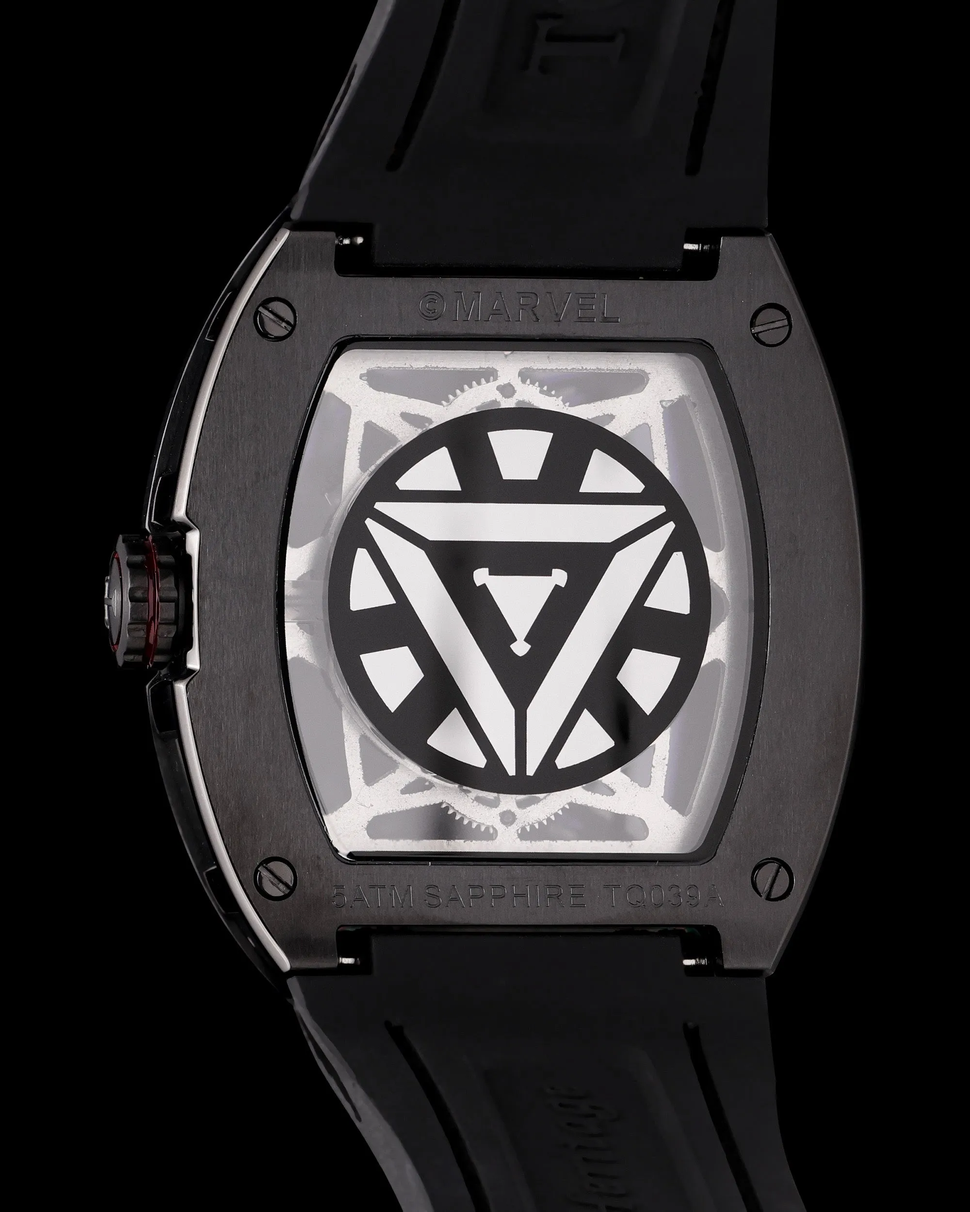 Marvel Iron-Man TQ039-AD1 (Black) with Red Bamboo Silicone and Leather Strap