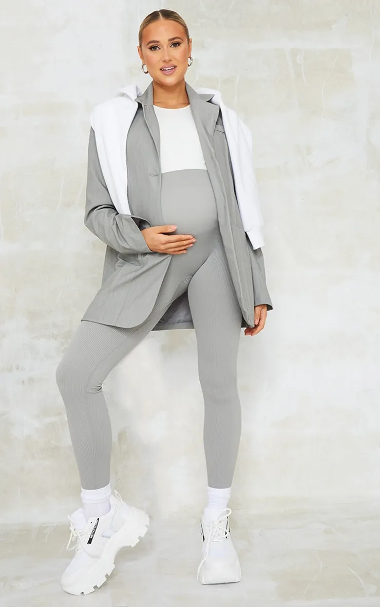 Maternity Grey Contour Rib Leggings