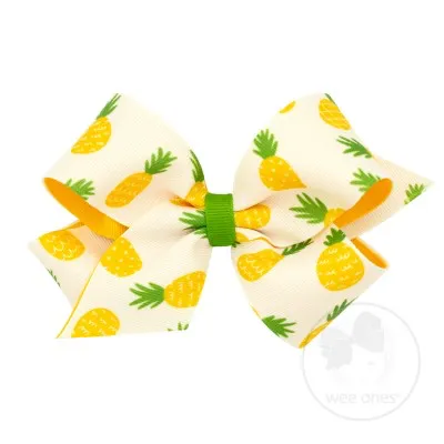 Medium Pineapple Print Overlay Hair Bow