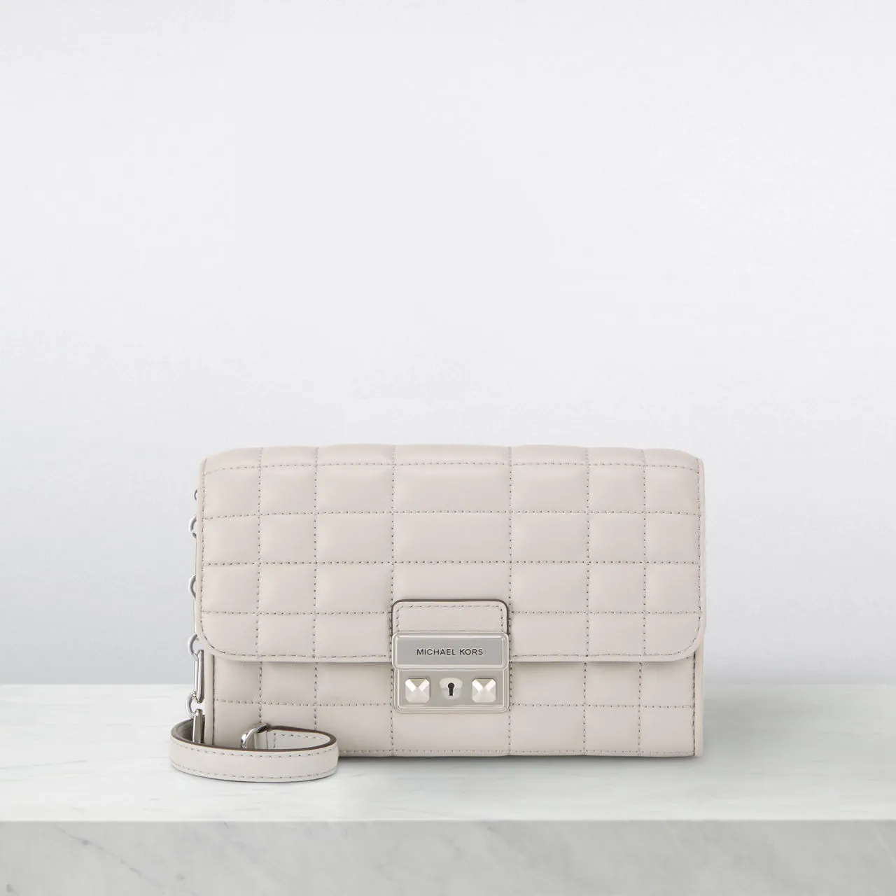 MICHAEL KORS Tribecca Quilted Crossbody Bag - Aluminum