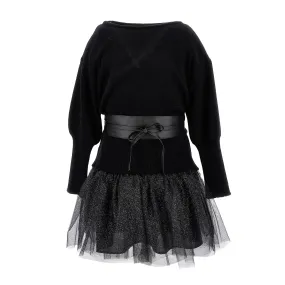 Monnalisa Monnalisa Black And Lurex Dress With Pullover