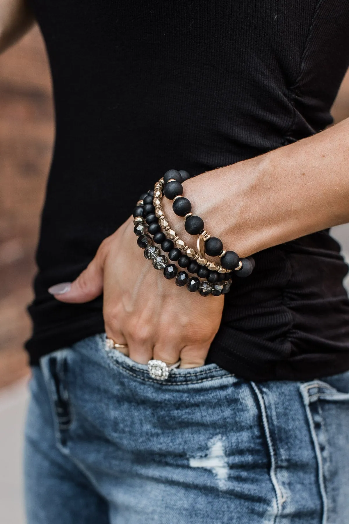 My New Obsession 4 Layer Bracelet- Black