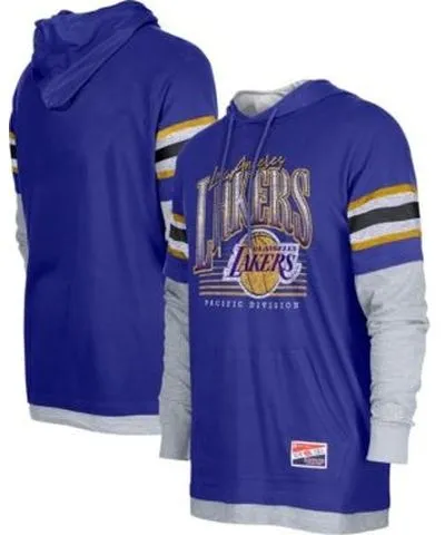 New Era Men's NBA Los Angeles Lakers Layered Long Sleeve Hoodie T-Shirt