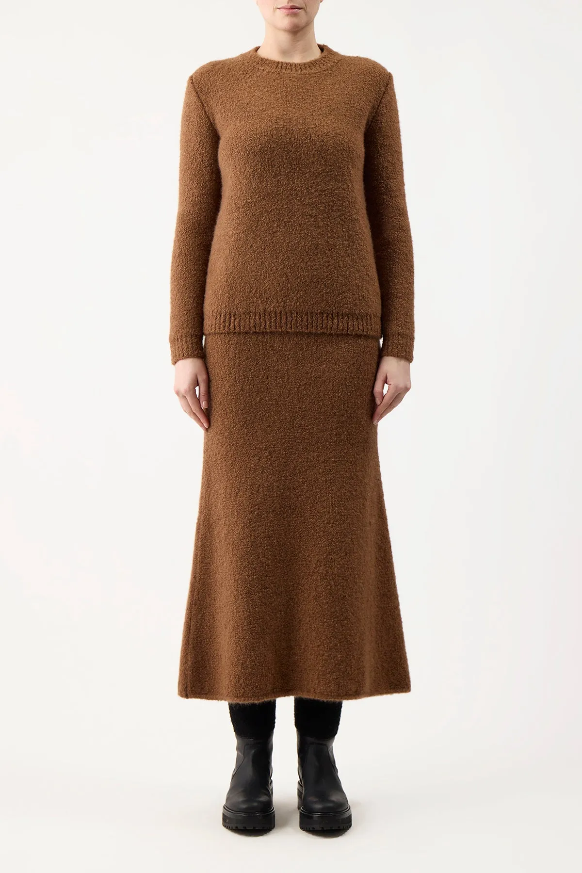 Pablo Knit Skirt in Cognac Cashmere Boucle