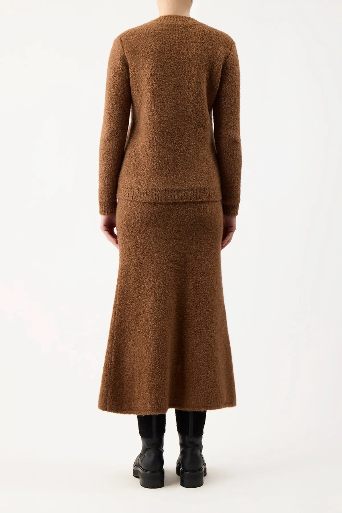 Pablo Knit Skirt in Cognac Cashmere Boucle