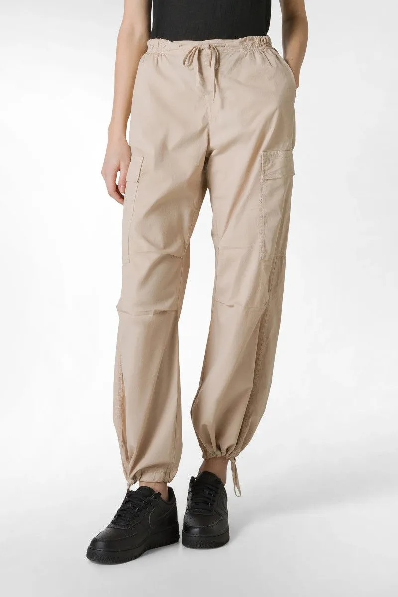 Pantalone cargo in popeline donna Beige