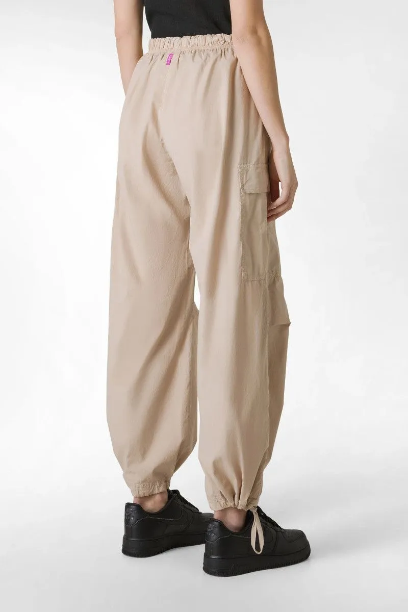 Pantalone cargo in popeline donna Beige