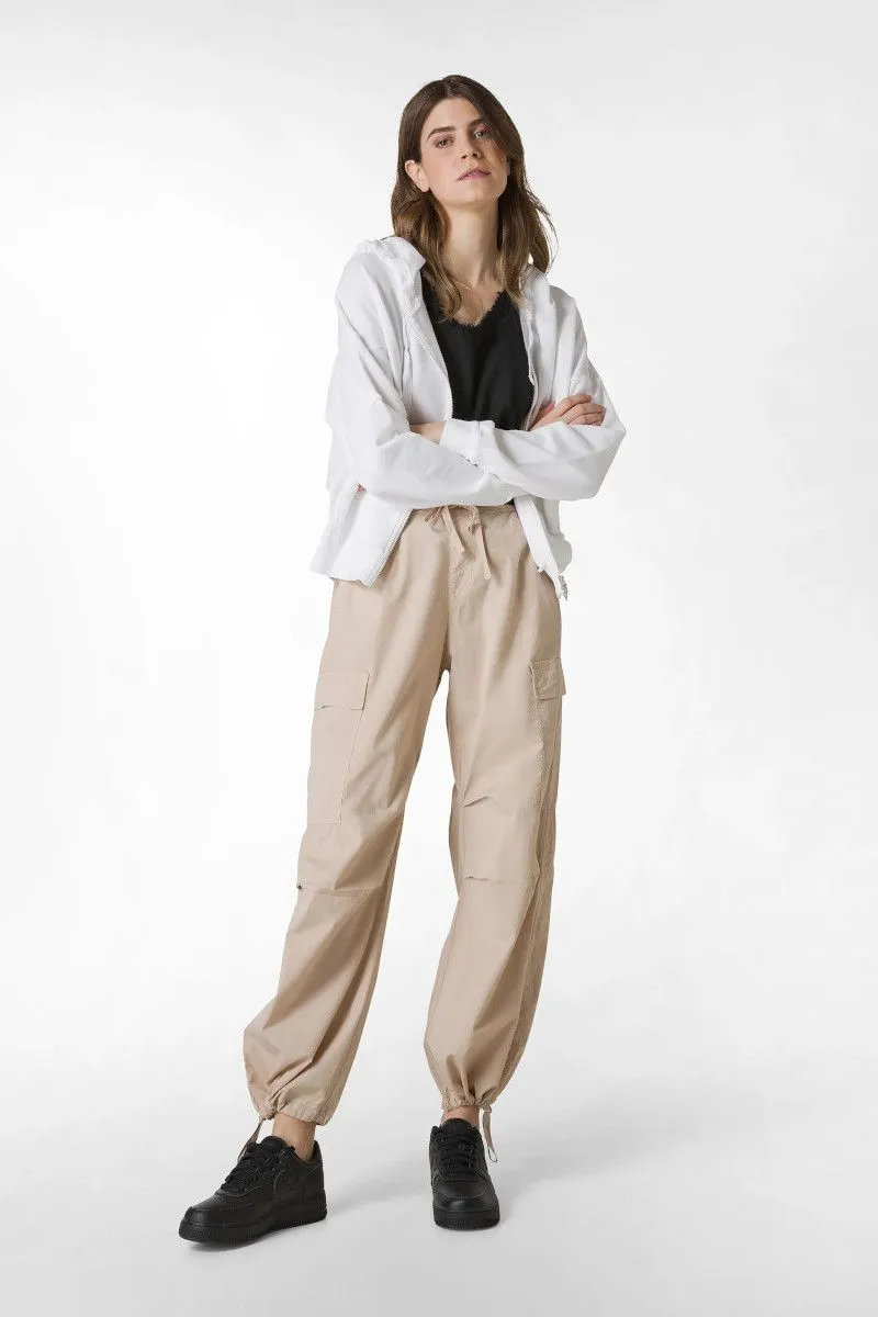 Pantalone cargo in popeline donna Beige