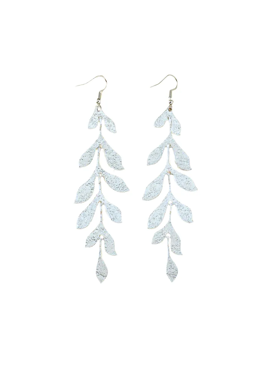 Pendientes LONG LEAVES PLATEADO