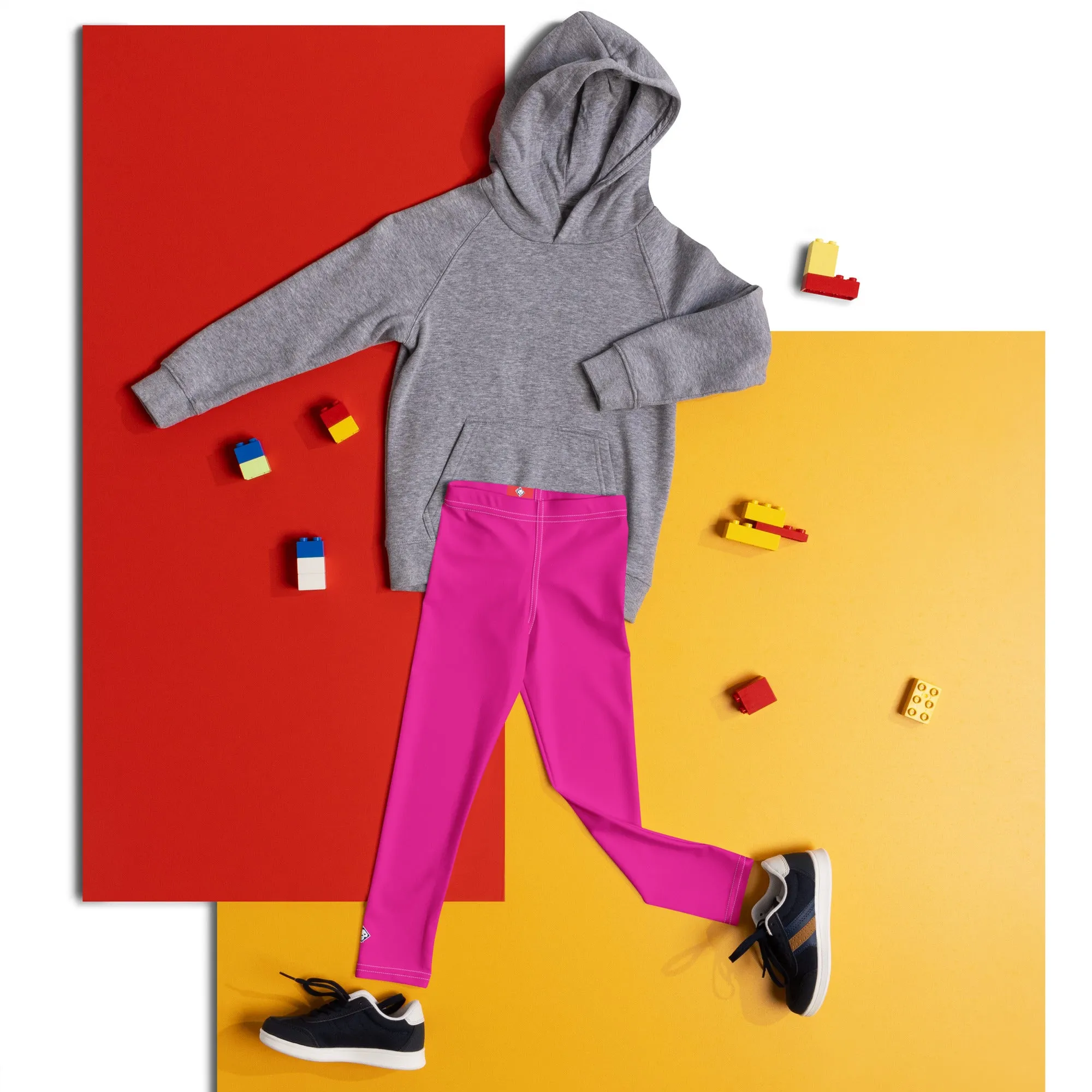 Playtime Ready: Solid Color Athletic Leggings for Boys - Hollywood Cerise