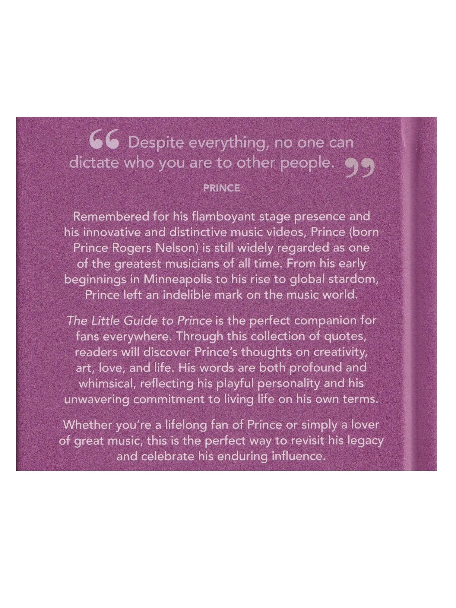 Prince – The Little Guide To Quotations Hardbacked Book