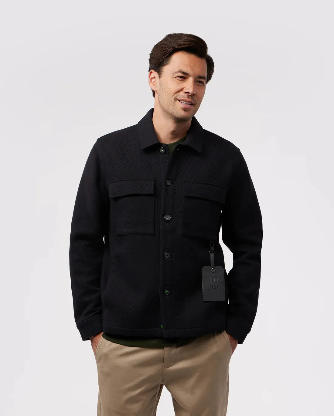 Psycho Bunny Men's Chester Solid Twill Chore Jacket - Black