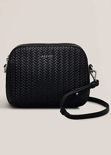 Radley London Dukes Place Icon Weave Emboss Medium Ziptop Black Crossbody Bag