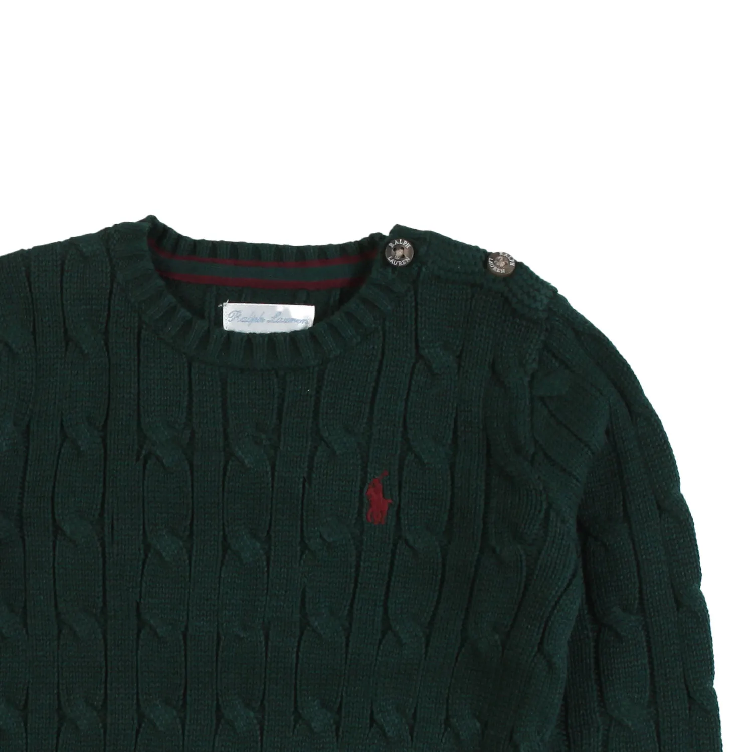 Ralph Lauren Dark Green Rl Baby Pullover With Burgundy Pony