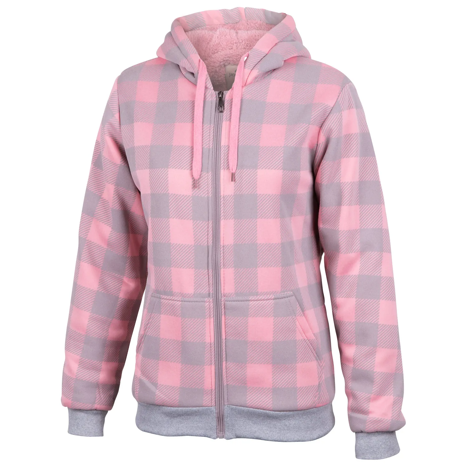 Seven Apparel Women's Plaid Hooded Sherpa Lined Jacket