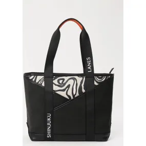 Shinjuku Lanes - Origami Pocket Tote - Black Terrain Print