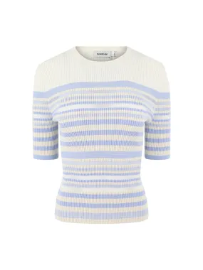 Simkhai Elena Short Sleeve Top in French Blue Stripe