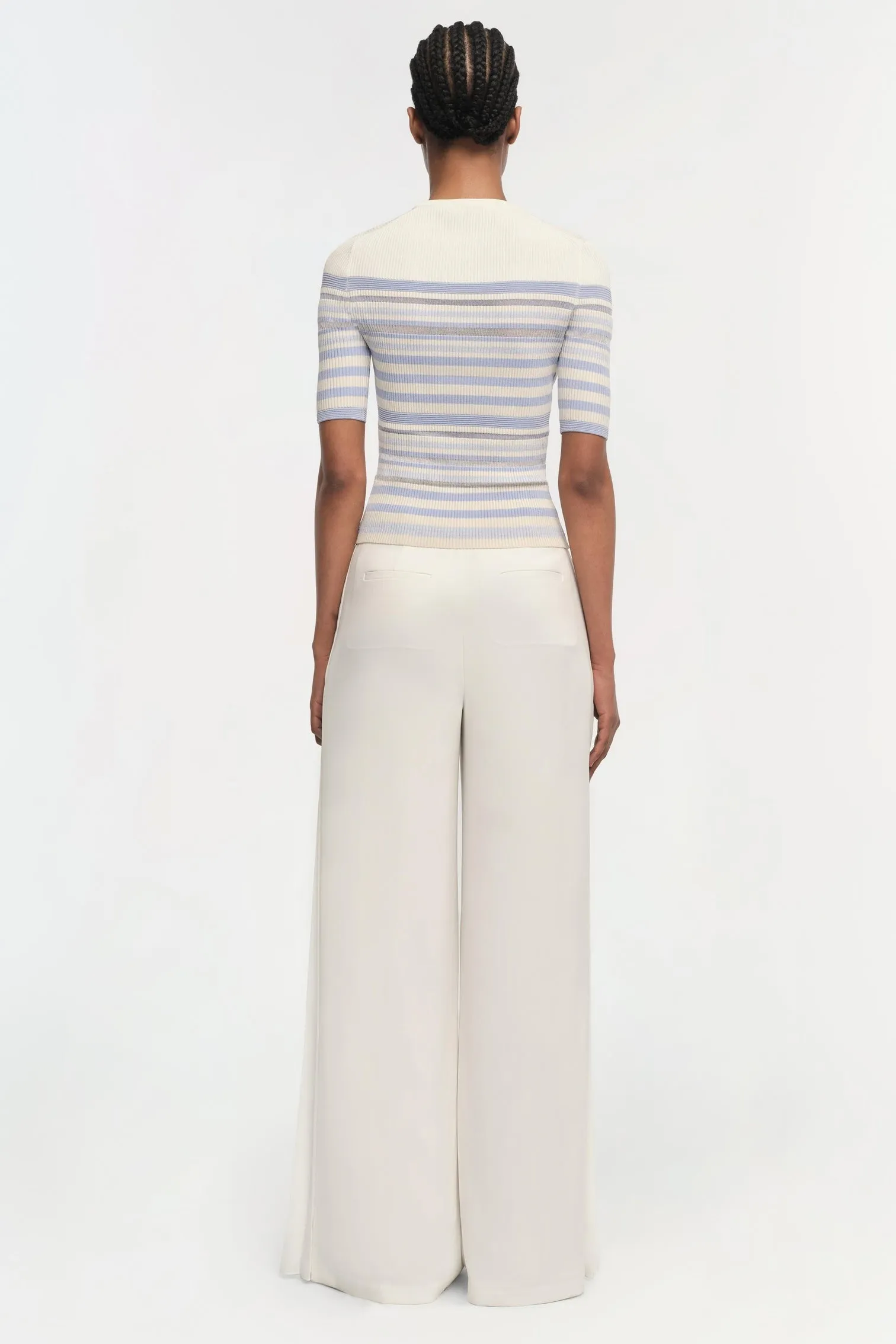 Simkhai Elena Short Sleeve Top in French Blue Stripe