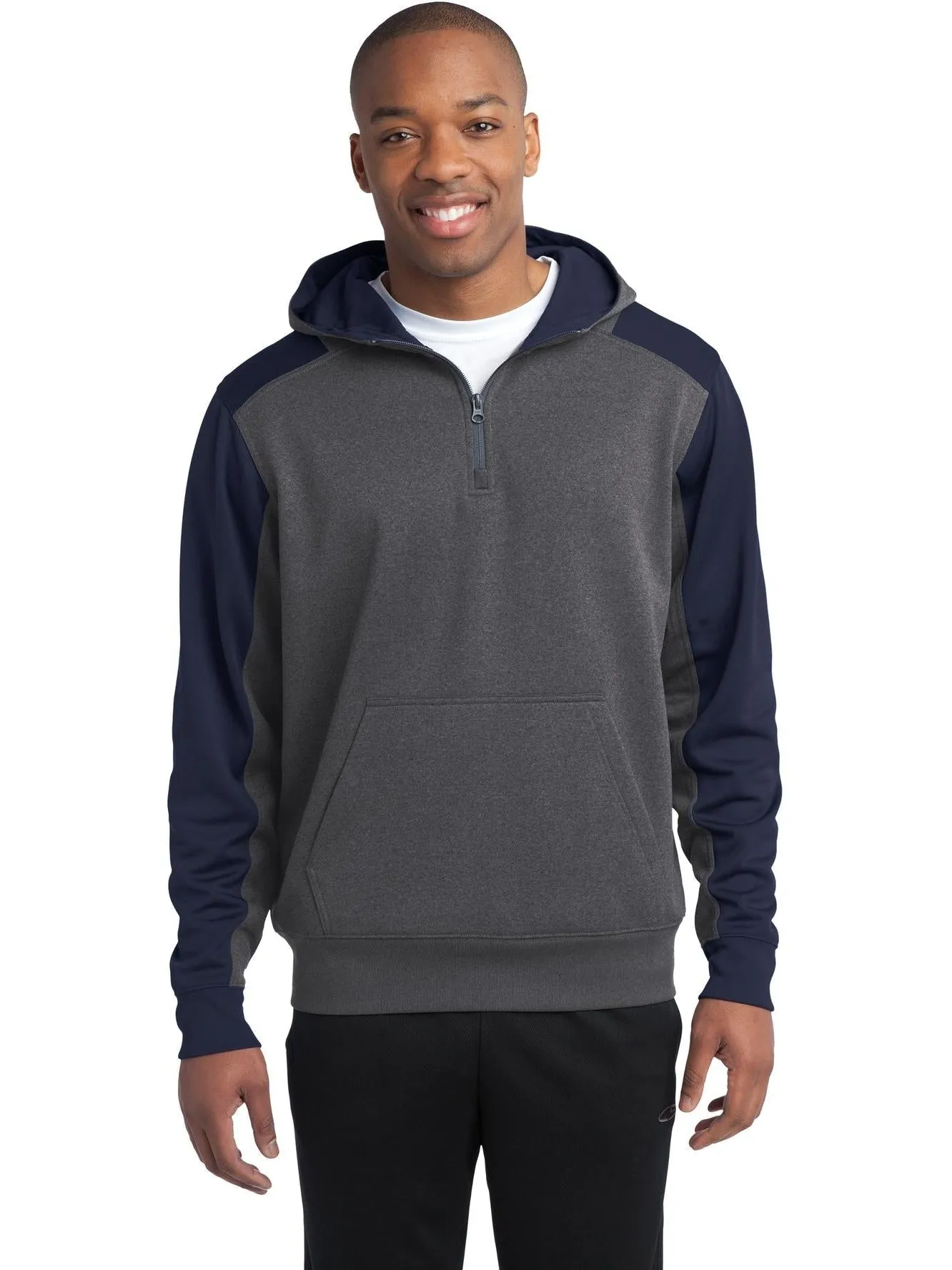 Sport-Tek Colorblock Tech Fleece 1/4-Zip Hooded Sweatshirt