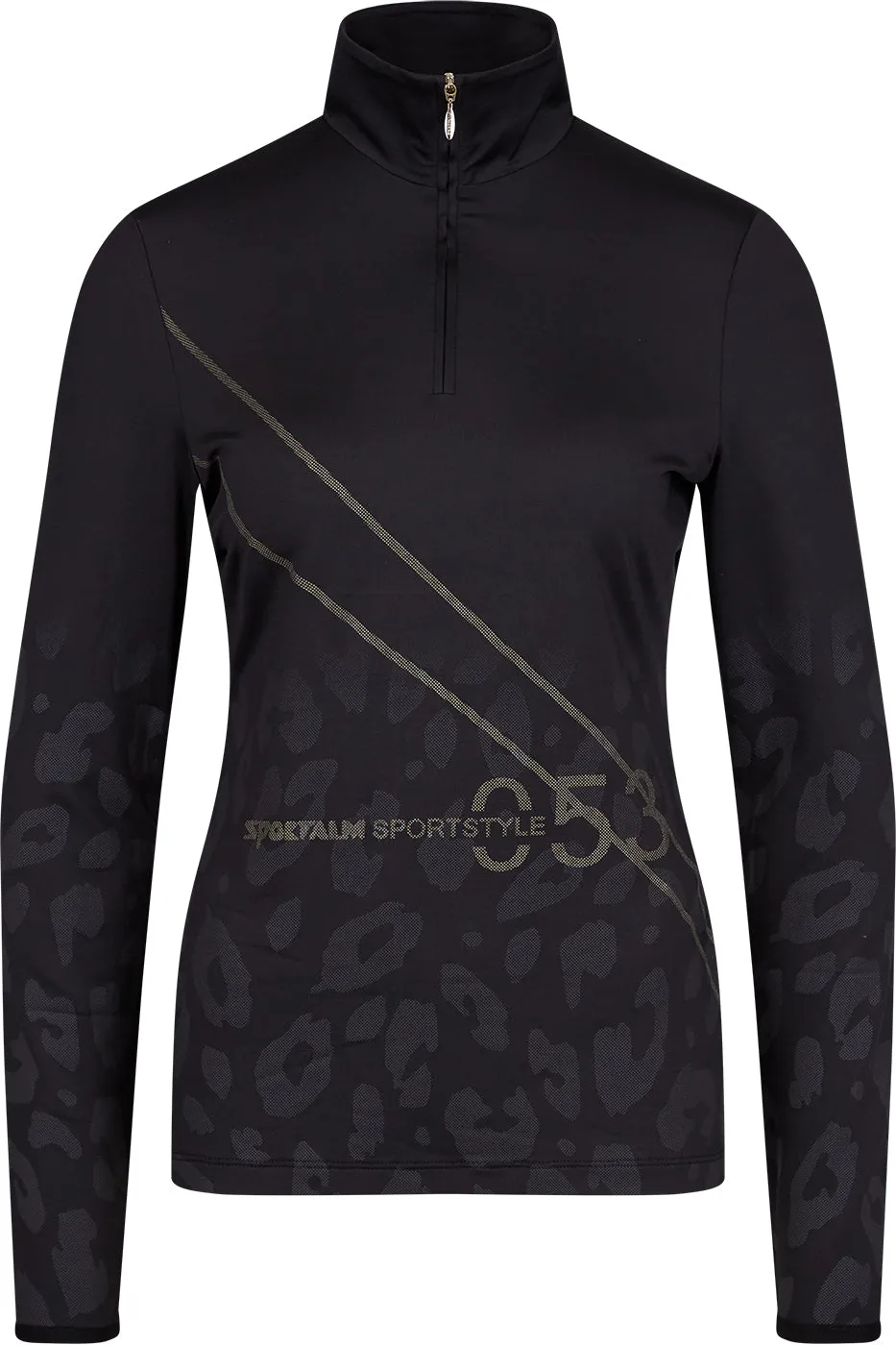 Sportalm Ski Base Layer in Black with Black Leopard Print 9823007761